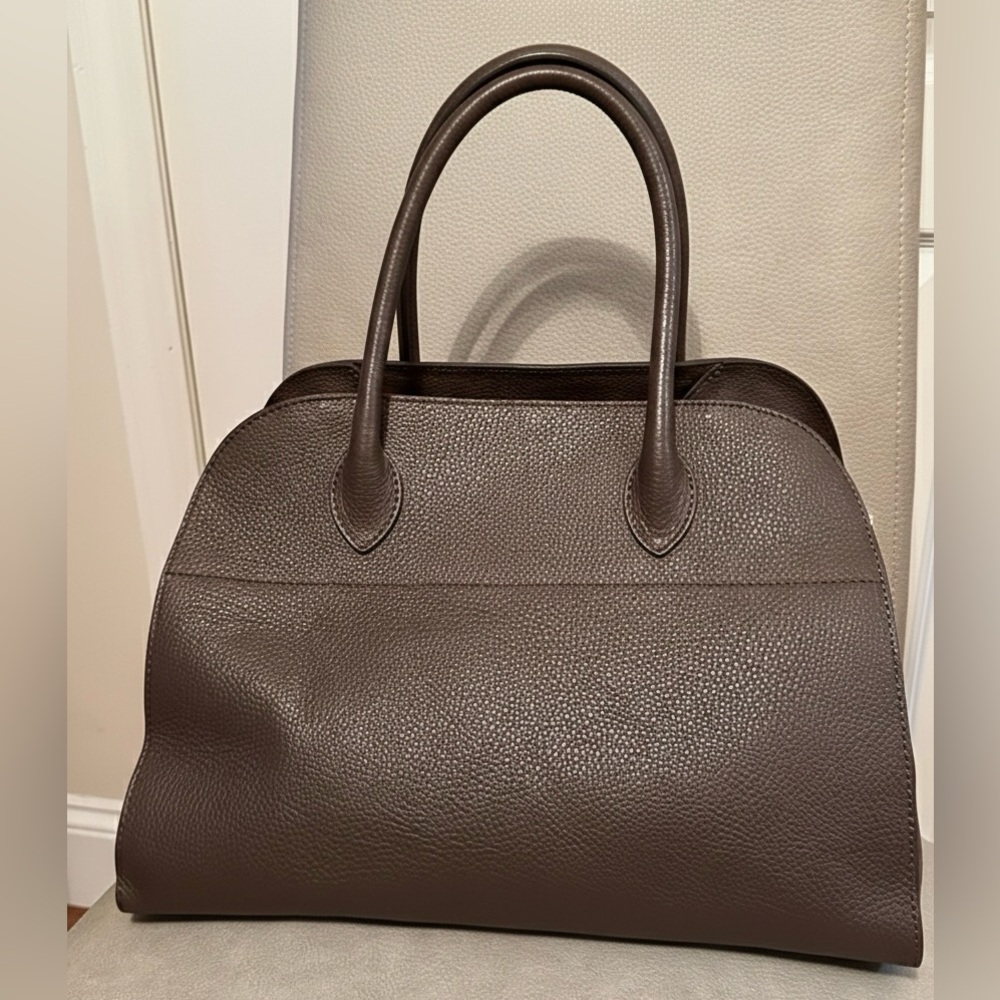 Handmade Italy Leather Bag Brown Leather Satchel Top Handle Tote Margaux Handbag